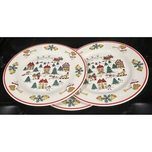 Dinner Plates Set of 3 Jamestown China The Joy of Christmas 1987 Vintage 10.5"